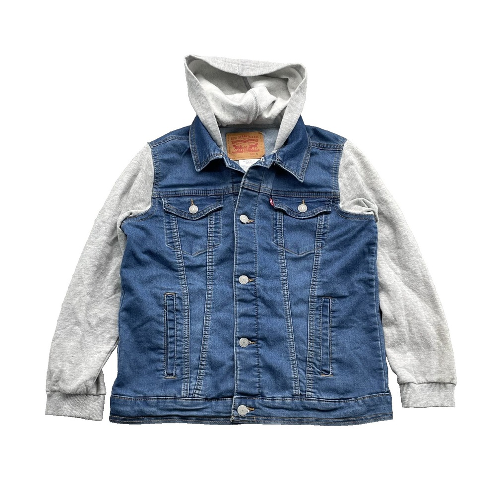 Levis Trucker Jacket Women XL Blue Denim Jean Sweatshirt Hoodie Western Workwear